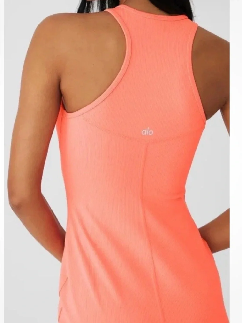 Alo Airlift Ribbed Magnetic Dress - small candy orange NEW Women